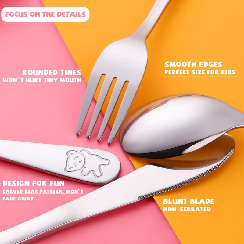 Poylim Kids Silverware, Stainless Steel Children Flatware Set, Toddler Utensils Set of 2, Silver - Image 4
